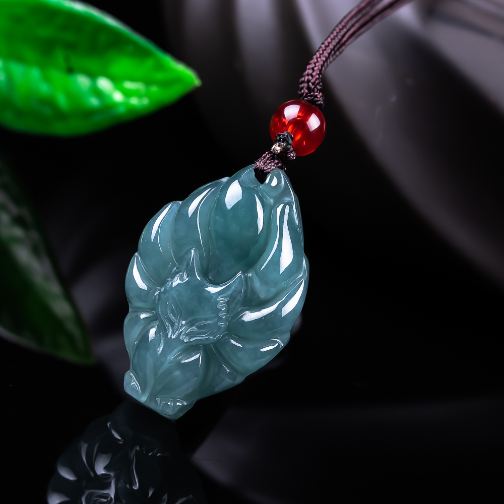Women'S Vintage Accessories - قلادة ثعلب من اليشم البورمي الطبيعي،