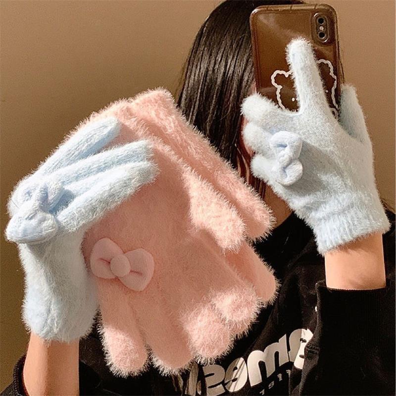Women'S Accessories Gift Ideas - قفازات قطيفة لطيفة على شكل فيونكة