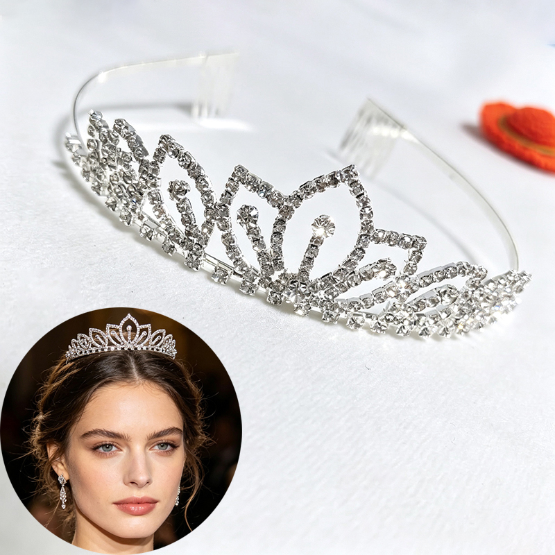 تاج زفاف فضي اللون مرصع بالأحج - مراجعة Women'S Vintage Accessories وسعره