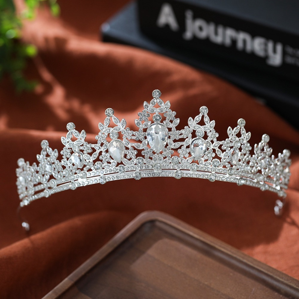 تاج زفاف فضي مطلي بتصميم أوراق - مراجعة Women'S Vintage Accessories وسعره